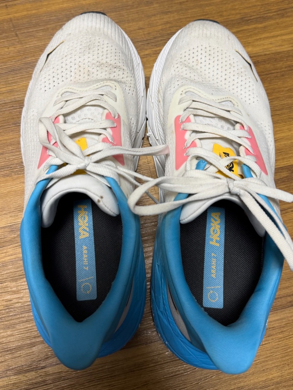 HOKA Women's White, Blue & Pink Athletic Running Shoes | Size 10 - Picture 5 of 6